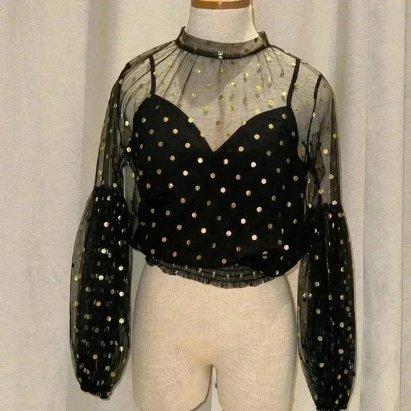 black top with gold dots - Picture 1 of 6
